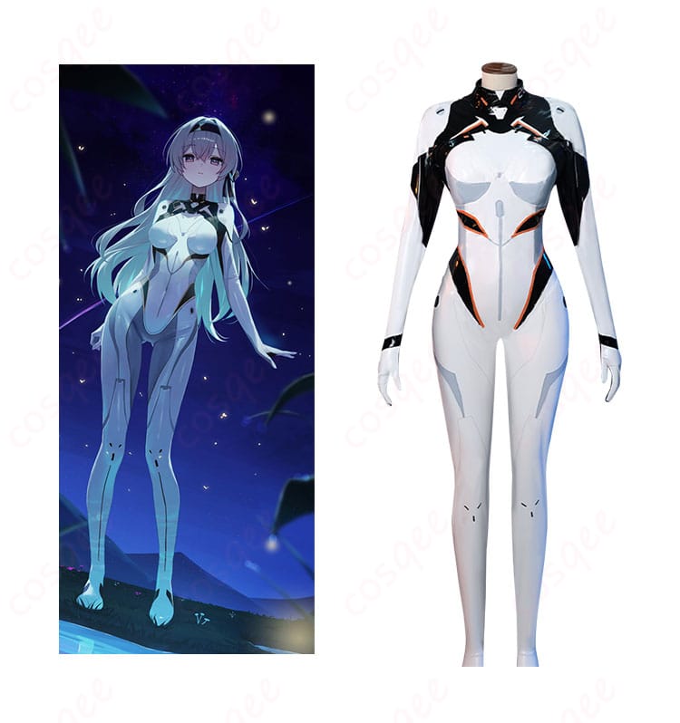 ホタルのパイロットスーツコスプレ衣装とキャラクターのビジュアルを組み合わせた画像。崩壊スターレイルの忠実再現。