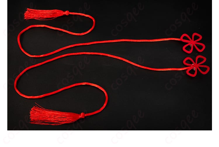 朝武芳乃 巫女姫様 コスプレ衣装の胸飾りの系紐詳細画像。美しい装飾で目を引くデザイン。