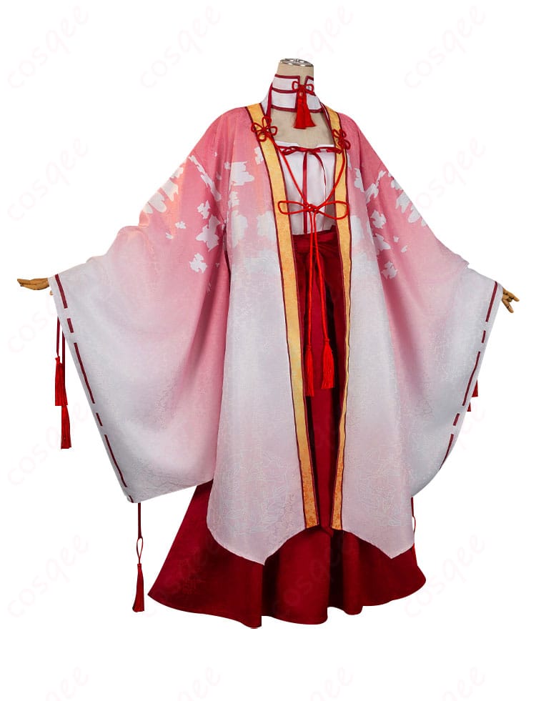 朝武芳乃 巫女姫様 コスプレ衣装の右側画像。衣装のディテールが良くわかる角度。