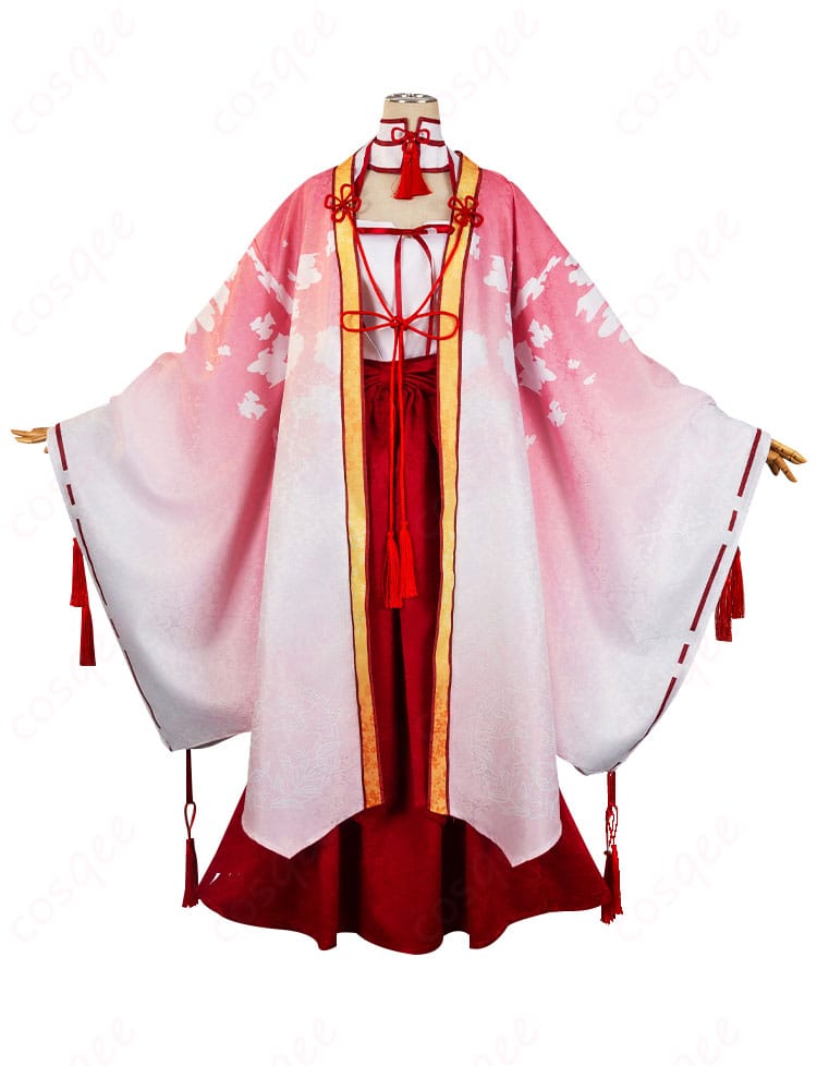朝武芳乃 巫女姫様 コスプレ衣装 正面画像。細部まで忠実に再現された衣装。