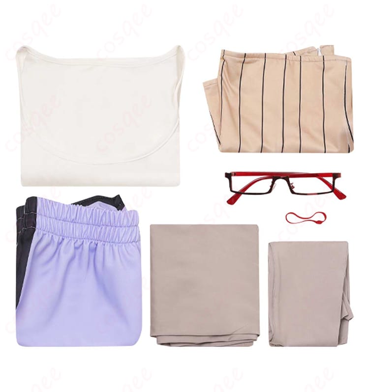 ダンダダン 綾瀬星子 コスプレ衣装 セット内容。タンクトップ、ショートパンツなど、すべて揃ったアイテムが確認できます。