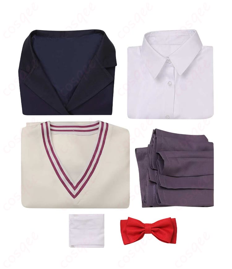 白鳥愛羅コスプレ衣装セット内容、コート、シャツ、スカートなど、必要な全てのアイテムが揃っています