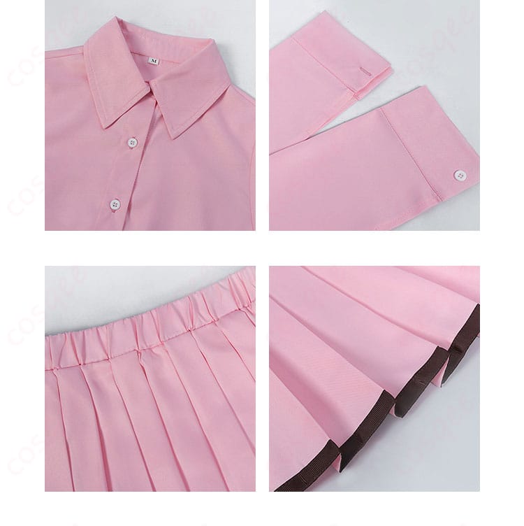 襟元とスカート部分の装飾ディテール。細部まで忠実に再現されたデザインです。