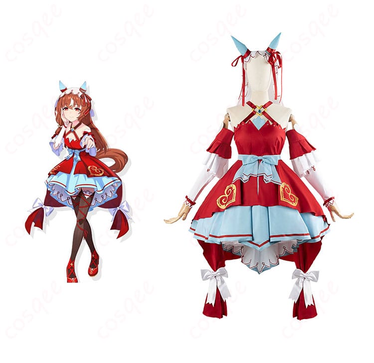 ウマ娘 プリティーダービー スティルインラブ コスプレ衣装 正面とキャラクターの融合イメージ。リアルなデザインと細部にこだわった衣装です。