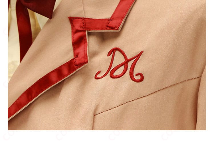 天野いちごコスプレ衣装の前胸部分のデザイン。細かな刺繍とバランスの取れたデザインが魅力。