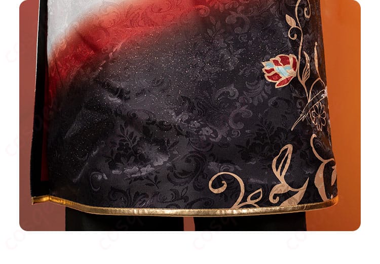 風早巽 コスプレ衣装 宝相華衣装の服の背面装飾細部。高精度の縫製とデザイン。