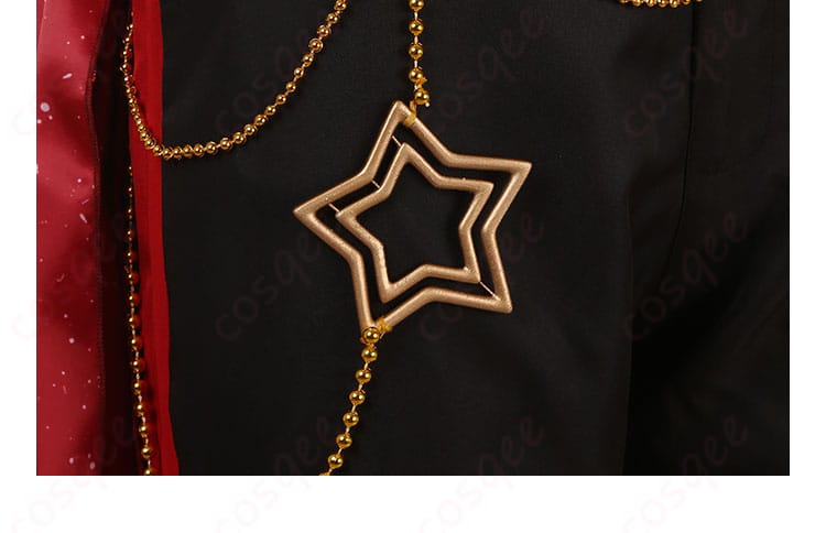 五角星の腿部装飾の細部画像。Trickstar衣装にぴったりのファッションアクセントが紹介されています。