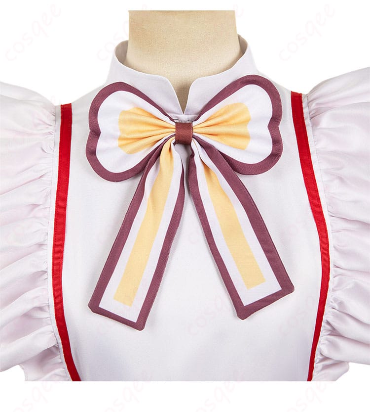 「【推しの子】有馬かなコスプレ衣装」の蝶結び装飾の詳細。キャラクターの特徴を忠実に再現。