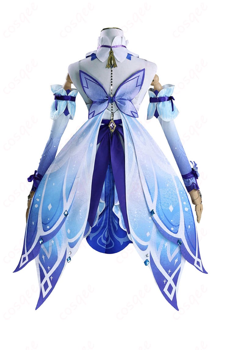 原神 ニィロウ コスプレ衣装 東風はこぶ花の吐息 背面図。背部のデザインと蝶結びの装飾が印象的。