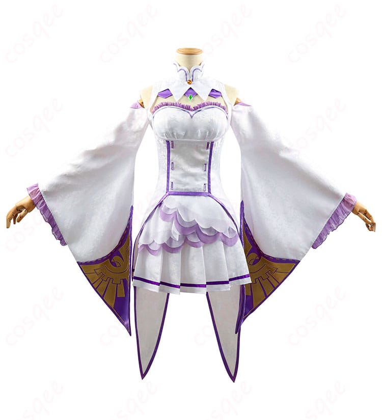 商品正面の全体像。エミリアのコスプレ衣装のディテールが鮮明に映し出されています。