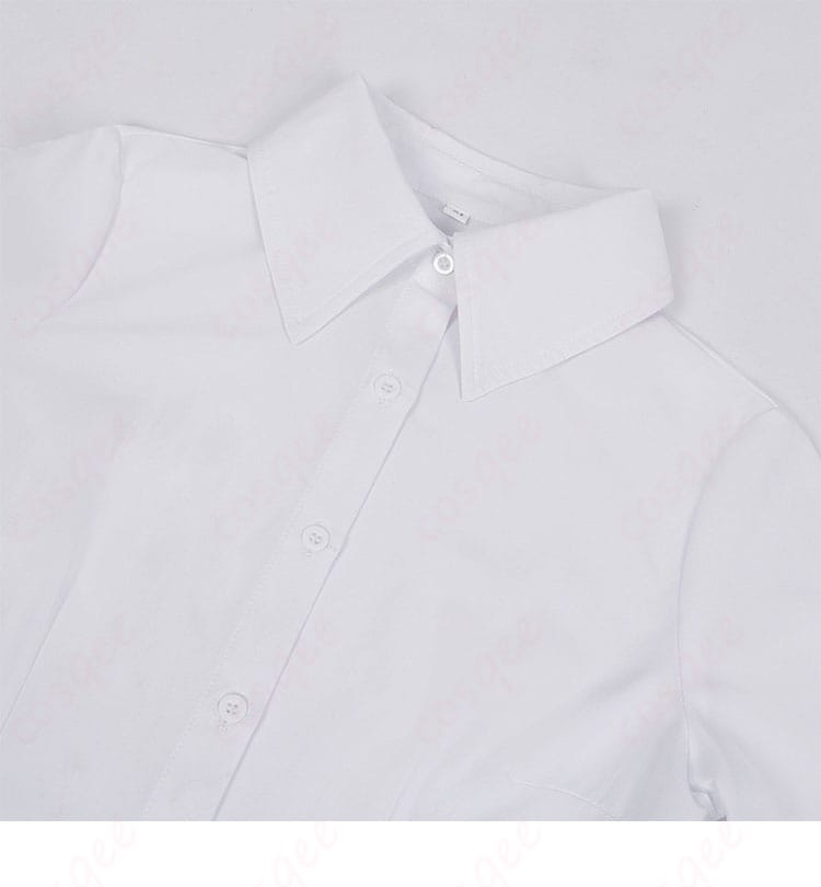 白いシャツのディテール。しゅごキャラ! 日奈森あむ コスプレ衣装のシャツの質感が際立つ画像。