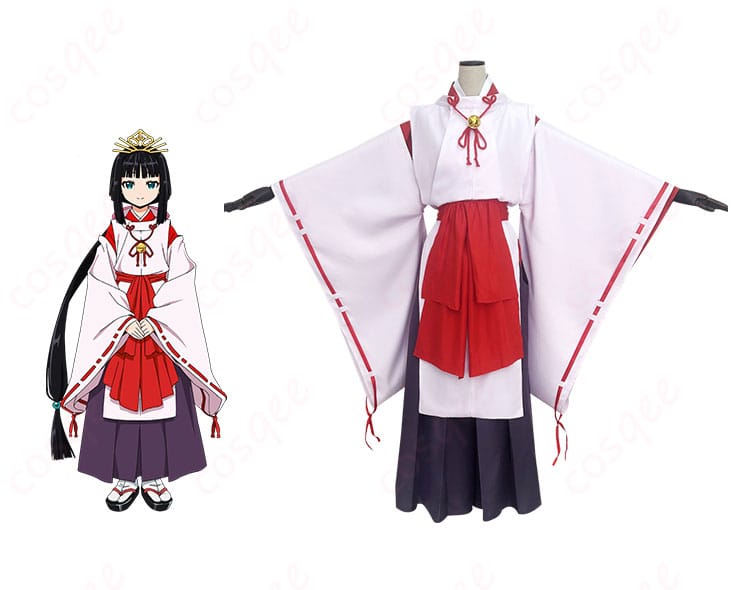 「逃げ上手の若君」雫 コスプレ衣装 正面とキャラクターとの比較画像 - 忠実再現のコスプレ衣装でキャラに変身!