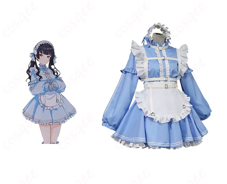 商品正面とキャラクターが一緒に写った画像 - アイドルマスター シャイニーカラーズ 黛冬優子 コスプレ衣装、キャラクターとのリアルな再現。