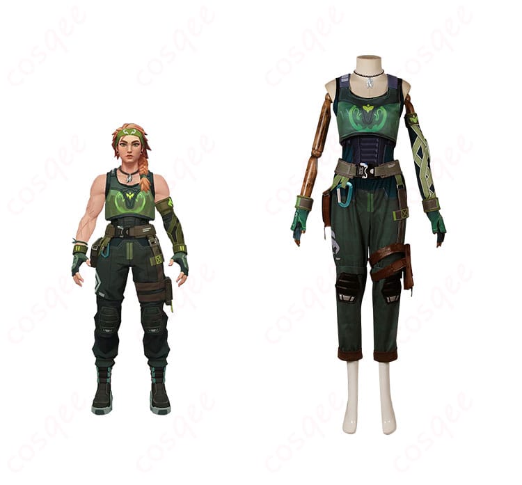 VALORANT スカイ コスプレ衣装 正面とキャラクターの組み合わせ画像