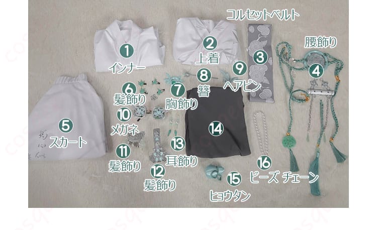 セット内容の画像|第五人格 骨董商 コスプレ衣装 墨韻