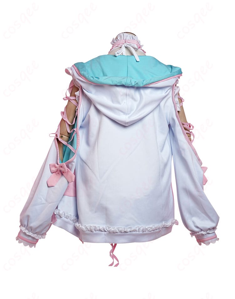 背面から見たホロライブ博衣こよりのパーカー水着衣装、バックスタイルの特徴。