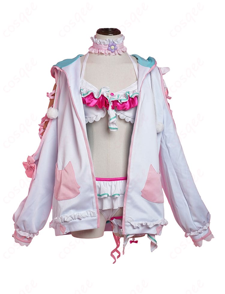 ホロライブ博衣こよりのパーカー水着衣装、正面から見たデザインの詳細。