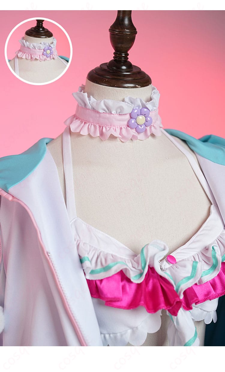 博衣こよりパーカー水着衣装のチョーカー装飾、精緻なデザイン。