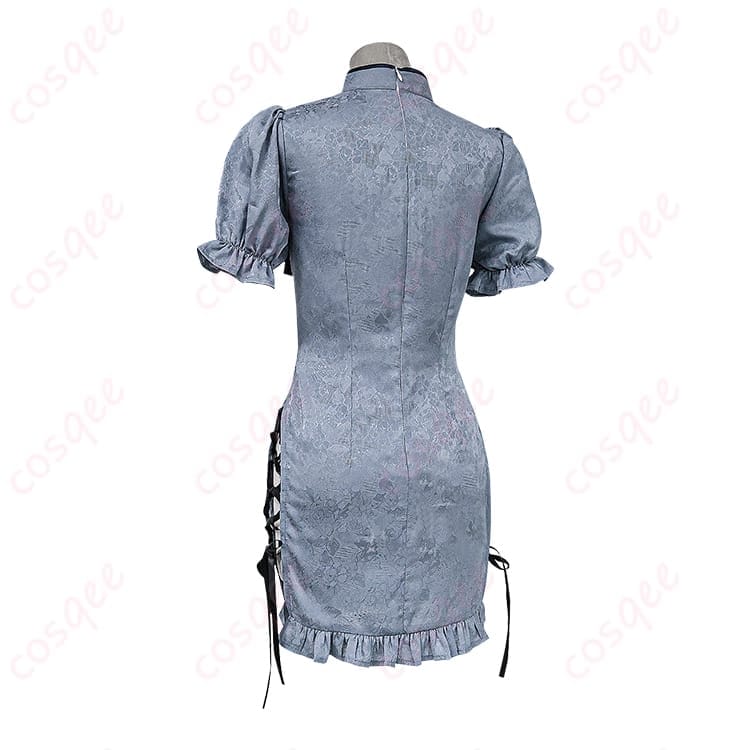 FAIRY TAIL ジュビア・ロクサー 青系チャイナ コスプレ｜髪飾り付きで写真映えも狙える一着 - 3枚目の画像