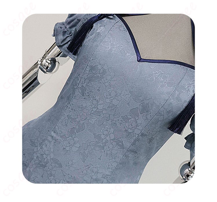 衣襟装飾細部、ジュビア・ロクサーのチャイナ服の襟部分の装飾、刺繍の細かさ