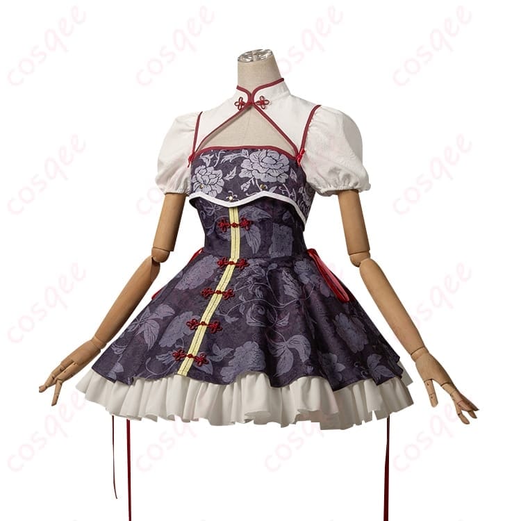 終わりのセラフ クルル・ツェペシ 中華風コスプレ衣装 妖艶に魅せるダークエレガント - 2枚目の画像