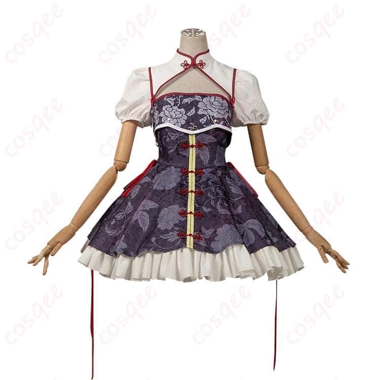 終わりのセラフ クルル・ツェペシ 中華風コスプレ衣装 妖艶に魅せるダークエレガント - 1枚目の画像