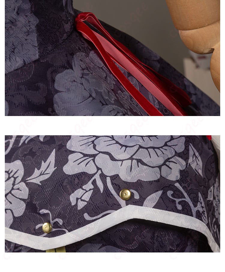 クルル・ツェペシ衣装の赤系の紐装飾。細かいディテールでリアルさが際立つ。