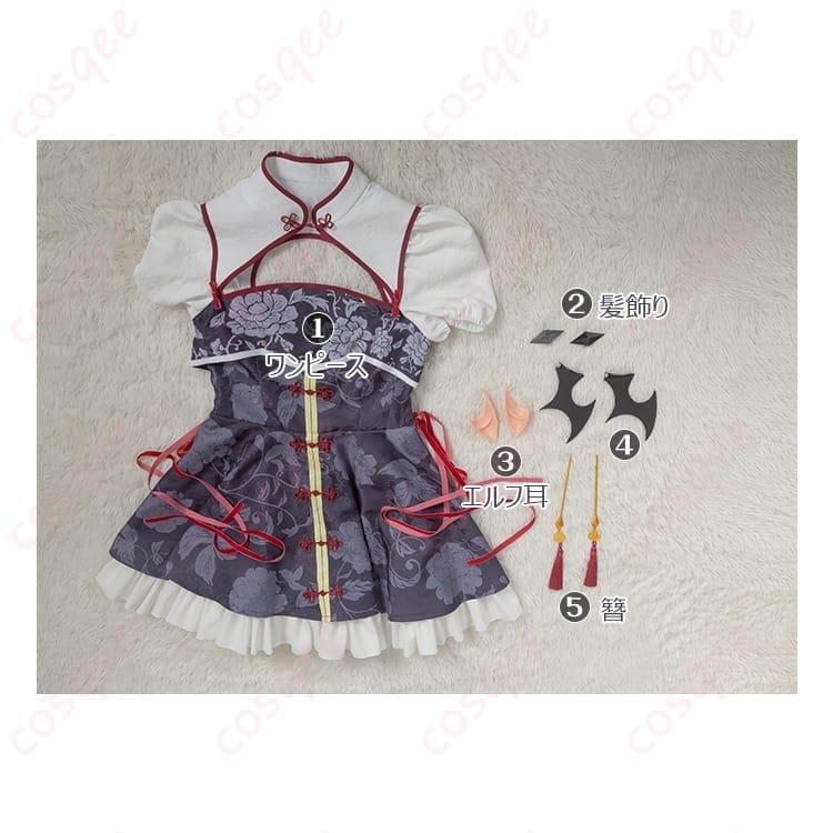 終わりのセラフ クルル・ツェペシ 中華風コスプレ衣装 妖艶に魅せるダークエレガント - 5枚目の画像