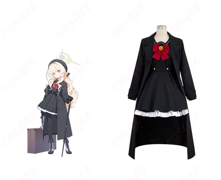 ブルーアーカイブ ニヤニヤ教授 コスプレ衣装 正面とキャラクターの再現画像 高忠実度で細部まで再現されたコスプレ衣装