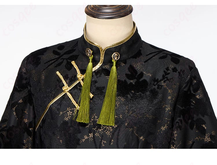 テスカトリポカ コスプレ衣装 斜襟のデザイン。キャラクターの特徴的な衣装の一部が詳細に描かれています。