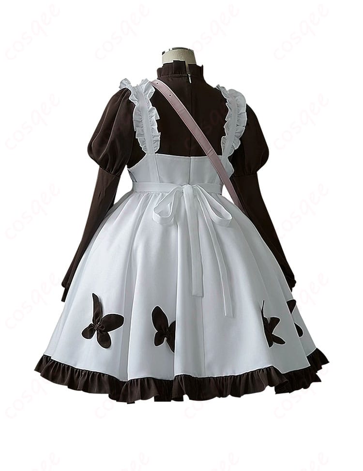 「第五人格」少女(記憶)コスプレ衣装の背面写真。ローソンコラボによる特徴的なデザインが際立つ。コスプレイベントに最適な衣装。