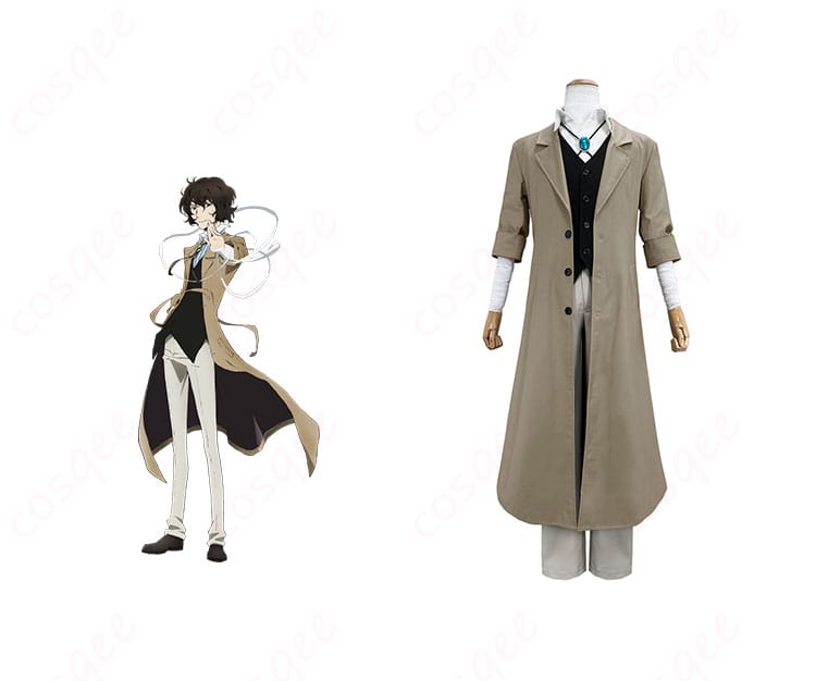 文豪ストレイドッグス 太宰治 コスプレ衣装の正面とキャラクターの組み合わせ画像