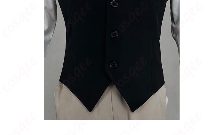 衣装のフロント部分、ボタンとデザインのディテール