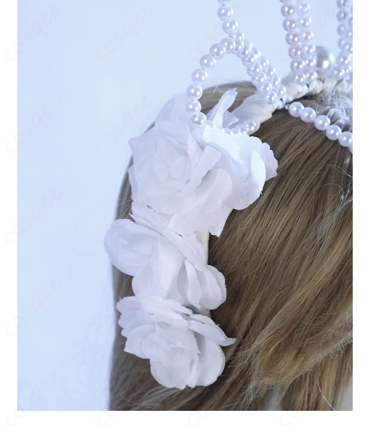 漁師(グレイス)のコスプレ衣装のヘッドアクセサリー側面の花装飾ディテール画像。