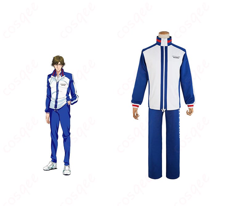 テニスの王子様 越前リョーマ コスプレ衣装 正面とキャラクターの合わせ画像