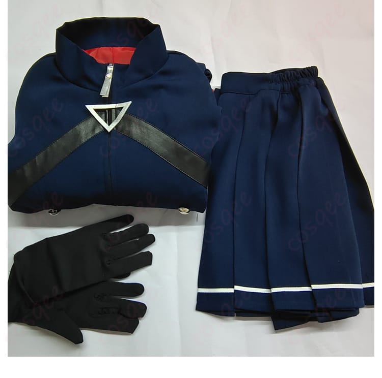 小鳥遊ホシノの軍服コスプレ衣装セット内容。上着、スカート、手袋がセットになっており、すぐにコスプレを楽しめます。