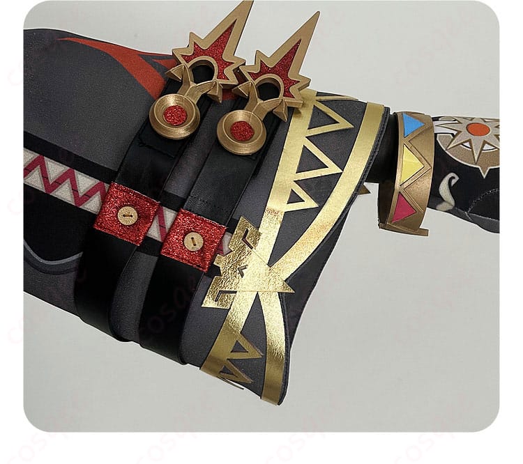 マーヴィカ 炎神 コスプレ衣装の袖装飾の詳細画像。美しい刺繍と独特なデザインが目を引きます。