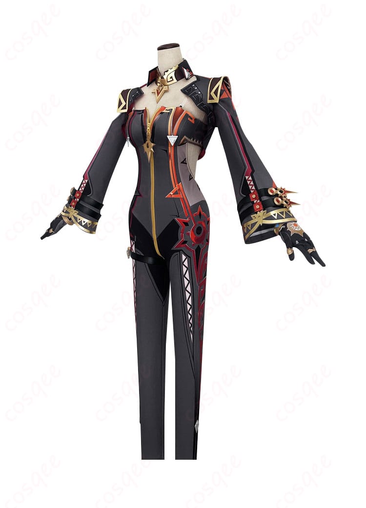 原神 マーヴィカ 炎神 コスプレ衣装の側面画像。精密なデザインと完璧なフィット感をお楽しみください。