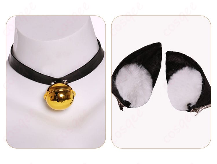 時崎狂三コスプレ衣装のアクセサリーディテール。首飾りと耳飾りの精巧なデザイン。