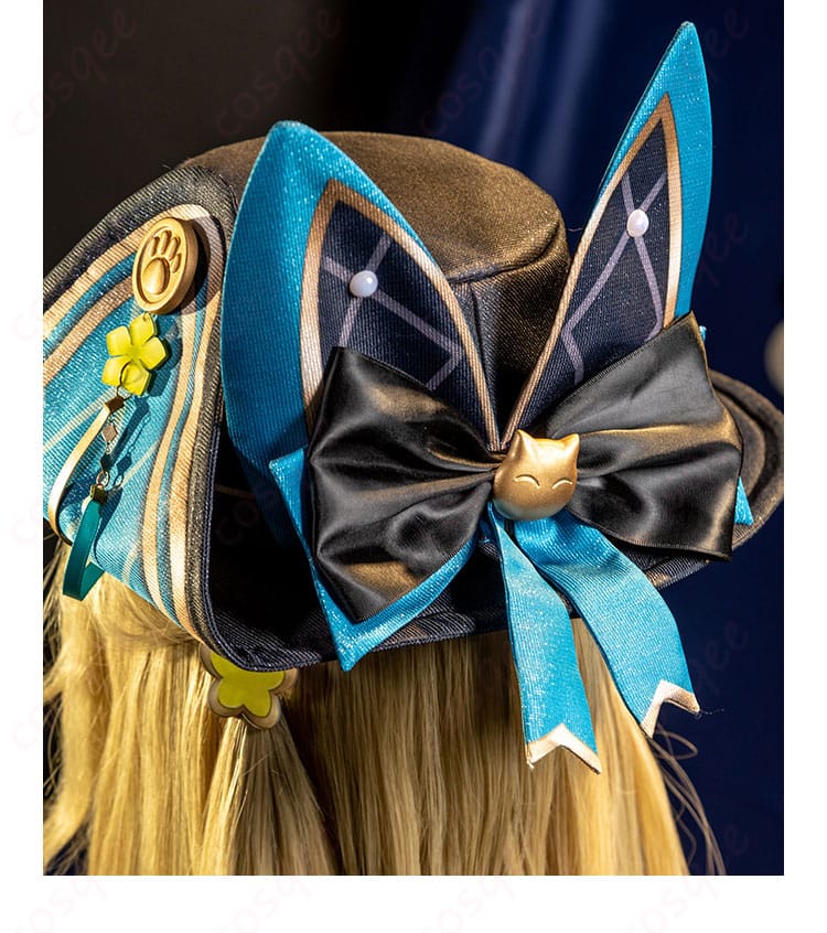 帽子背面装飾の詳細 - 綺良々コスプレ衣装の帽子の背面装飾部分を捉えた画像。