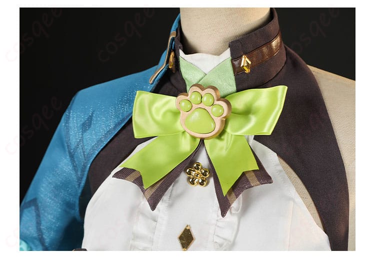 衣領装飾の詳細 - 衣装の美しい装飾が施された襟部分の詳細画像。