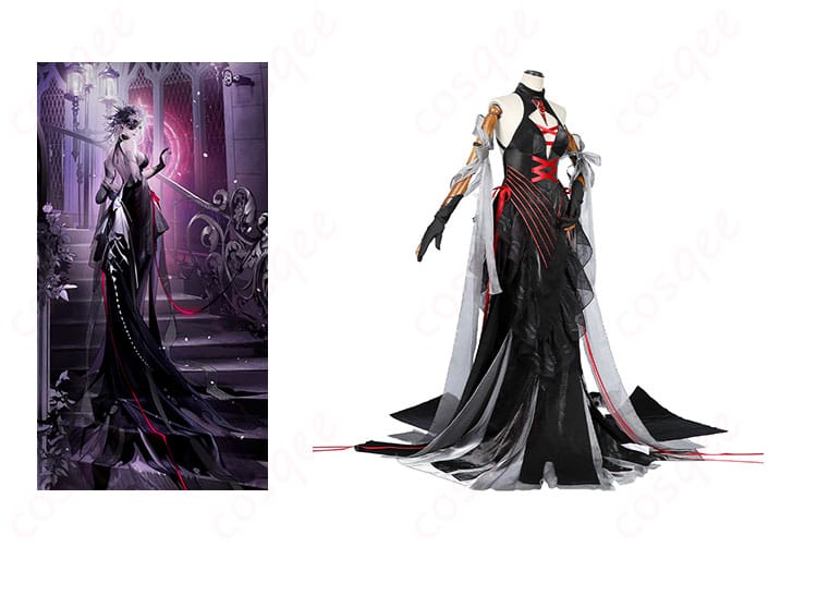 商品正面とキャラクターとのコラボ写真 – 無期迷途 デレーヤのコスプレ衣装、キャラクターの特徴的なデザインを強調