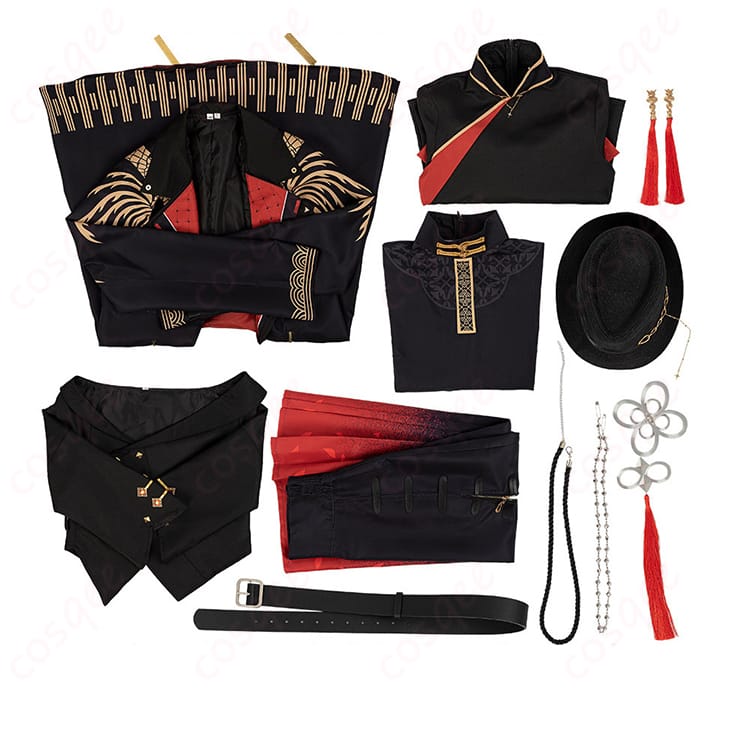 セット内容を展示した画像、ホロライブ星街すいせいコスプレ衣装のセット内容全体