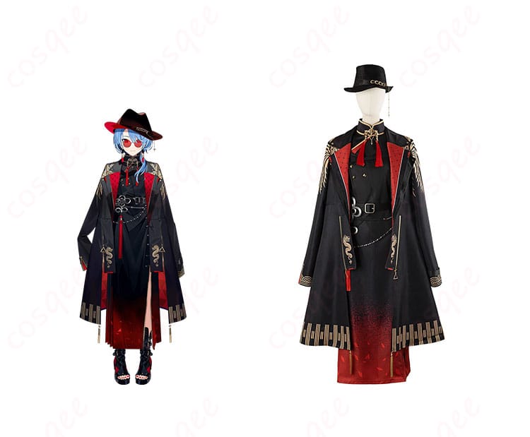 商品正面と星街すいせいのキャラクター画像、ホロライブコスプレ衣装の全体像