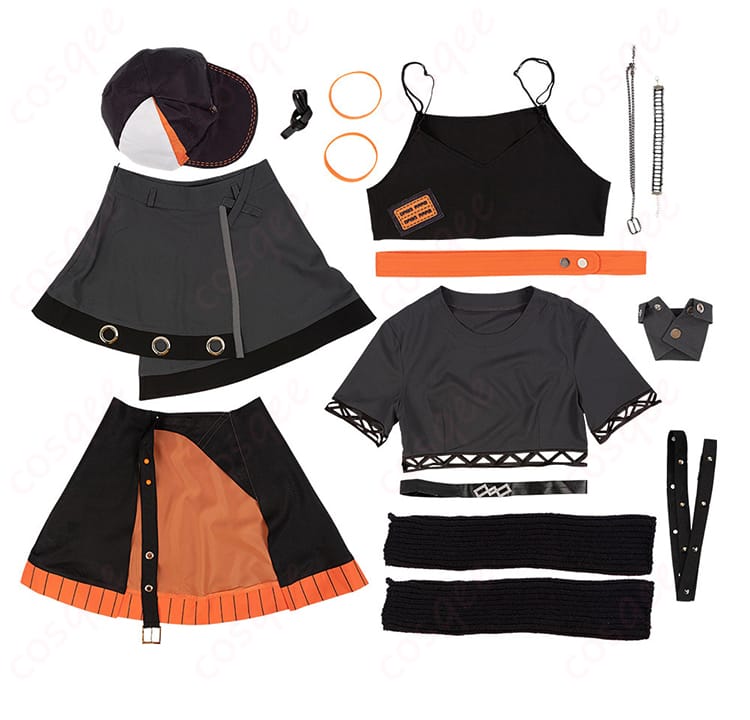 プロジェクトセカイ 小豆沢こはね コスプレ衣装 眠ってしまわないように セット内容の紹介画像。コスプレ衣装に含まれるアイテムをすべて確認できる。