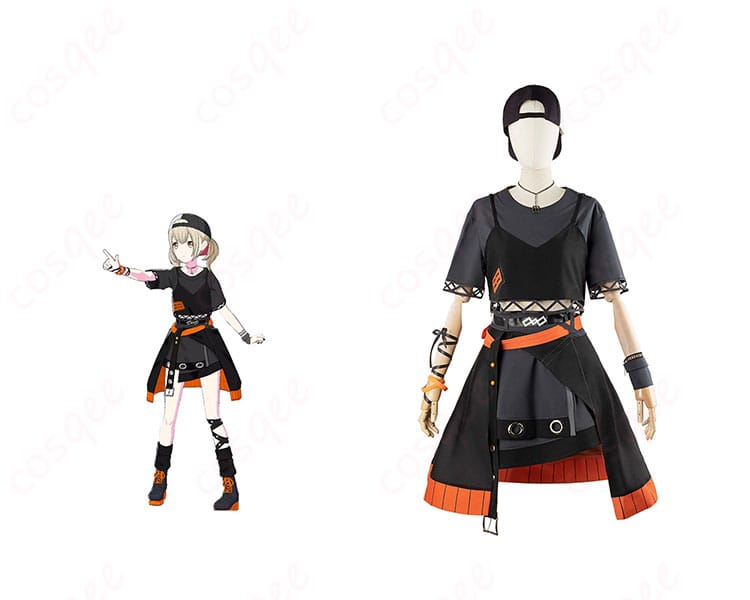 プロジェクトセカイ 小豆沢こはね コスプレ衣装 眠ってしまわないように 正面とキャラクターイラストの組み合わせ画像。鮮明なデザインと色合いが特徴的。