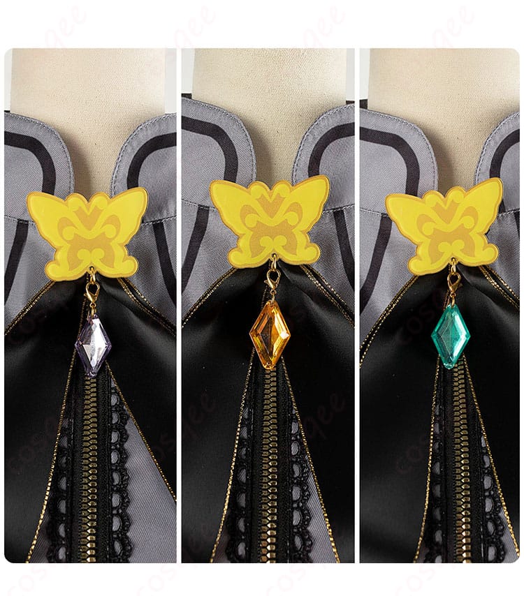 服のチェーン装飾ディテール画像 - 衣装のチェーン装飾のクローズアップ、アイドルキャラクターの個性を引き立てるディテール。