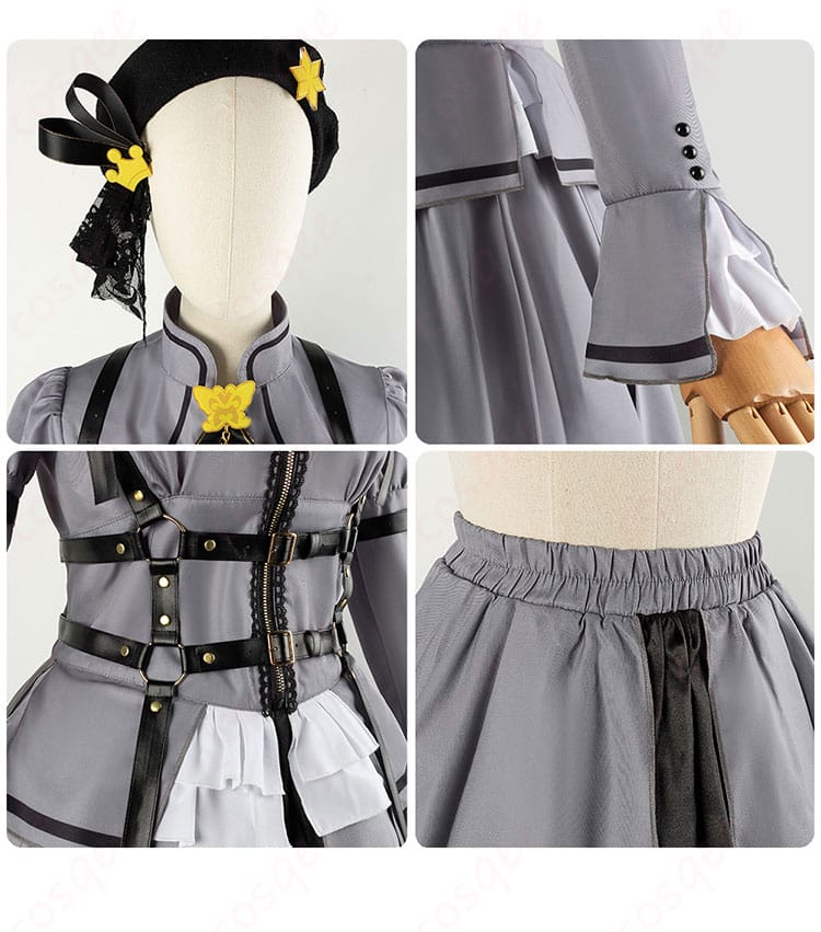 肩袖、腰部、群頭の装飾ディテール画像 - コスプレ衣装の肩袖、腰部、群頭の装飾、細部までこだわりを表現。