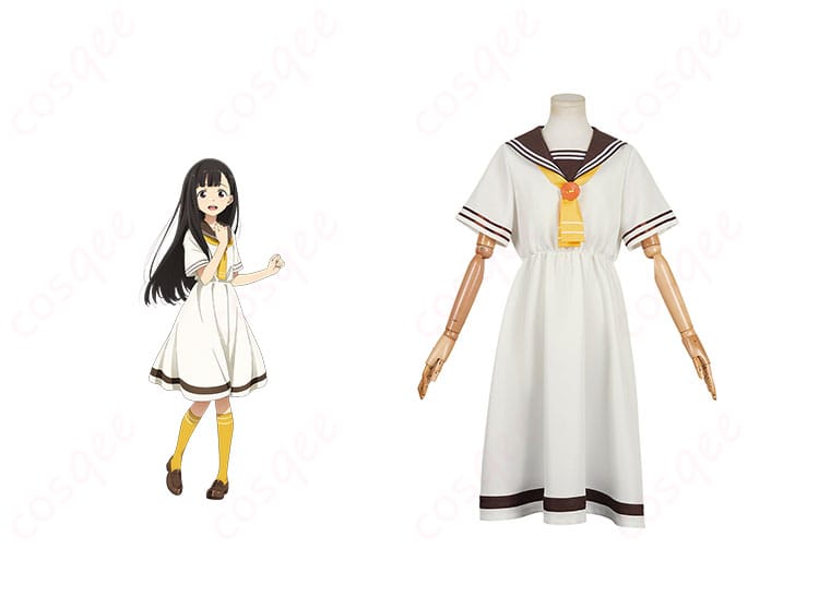 温水佳樹のコスプレ衣装とキャラクターのビジュアルを組み合わせた写真。負けヒロの温水佳樹の魅力が引き立つデザイン。