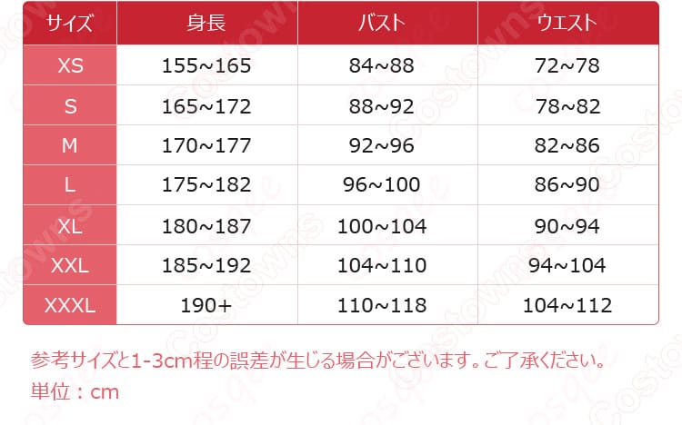 コスプレ衣装のセット内容を紹介。全てのアイテムを確認しよう。